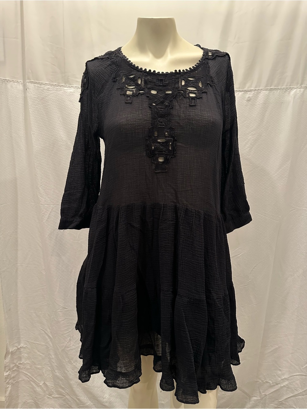 Free People Black Cutout Mini Dress Sz Large
